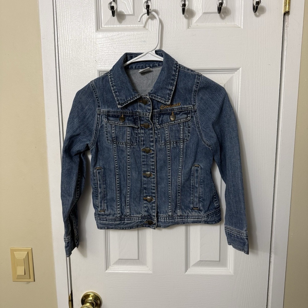 Vintage Carhartt Girls Denim Jean Jacket Size Small 8
